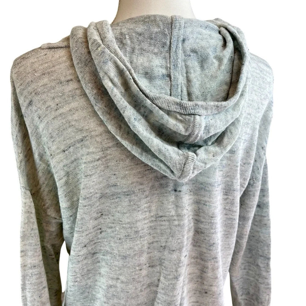 HAVEN WELL WITHIN Gray Linen Hoodie Hooded Sweater Sz M Beach Casual Sheer Light